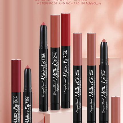 12 Colors Lipstick Pencil Matte Velvet Waterproof Long-lasting Non-stick Cup Lip Stick Sexy Rose Red Automatic Lip Liner Makeup