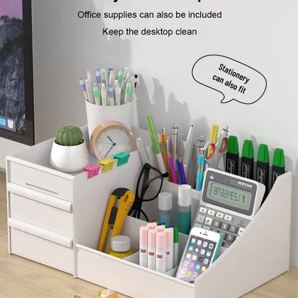 1pc White New Drawer Makeup Storage Box Dormitory Finishing Plastic Shelf Cosmetics Skin Care Dressing Table Desktop