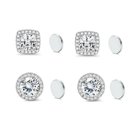 ZAKOL New 1 Pair Buling Cubic Zirconia Stainless Steel Magnetic Ear Clip Simple Fashion No Piercing Stud Earrings for Women Men