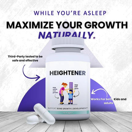 Heightener - Natural Height Growth Supplement for Kids, Teens and Adults to Increase Bone Strength and Grow Taller, Height Pills