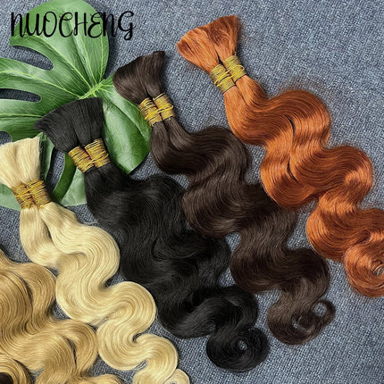 Blonde Body Wave Human Braiding Hair for Boho Braids 27# 2 Bundles Human Braiding Hair 100g Bulk Human Hair for 8-30inches