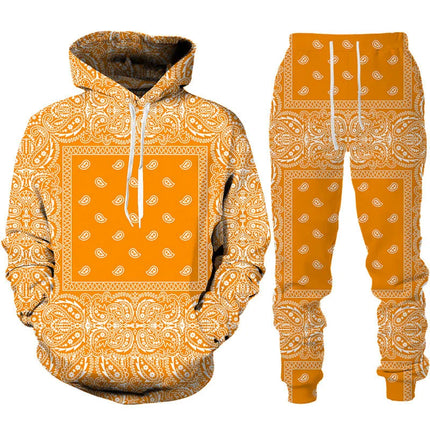 Colorful Paisley Graphic Men Tracksuit Set Cashew Floral Print Hoodie/Pants/Suit Hip Hop Couple Streetwear Jogging Clothes