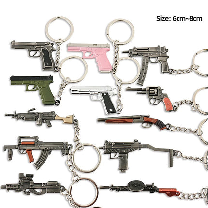 Hot Game Keychain Jewelry Weapon Mini Gun Model Metal Pendant Key Chain Fashion Chaveiro Bag Car Key Holders Gift For Kids Men