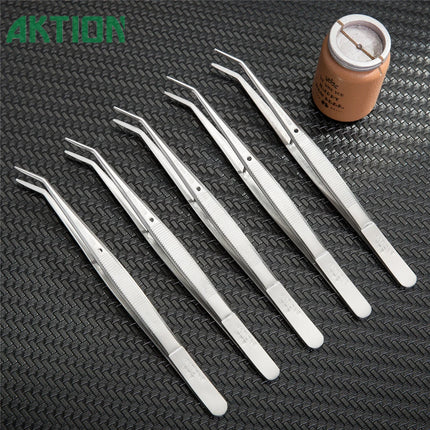 AKTION Professional Anti-Static Tweezers Precision Curved Tip German Steel Tools for Electronics Repair/Jewelry Making/Resin Art