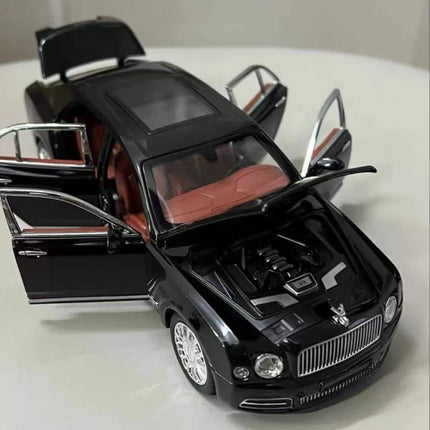 Diecast 1:24 Scale Bentley Mulsanne Alloy Model Car Collection Vehicle Simulation Sound & Light Metal Toy Car Toy For Kids Gift