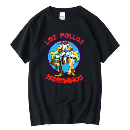 Summer Men's Short-Sleeved High-Quality 100% Cotton Breaking Bad LOS POLLOS Chicken Brothers Printed Casual Men's T-Shirt Male
