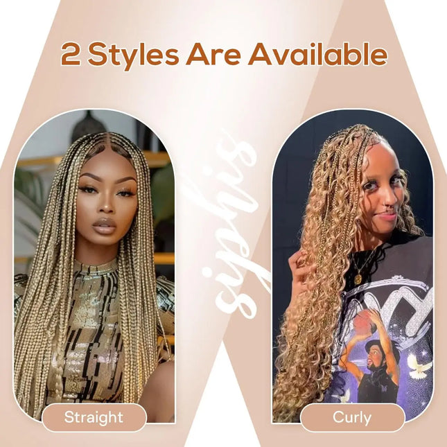 Ash Honey Blonde Braiding Hair Pre stretched,Knotless Boho Hair for Braiding Synthetic Curly Crochet Twist Box Braids Hair