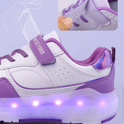 Luminous Roller Skate Shoes Wheels Removeable Sneakers Kids Roller Shoes USB Charge Light Up Sport Skate Board Shoes Boys Girls