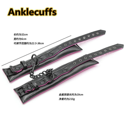 High Quality Adult SM Products BDSM Sex Collar Wrist Ankle Cuffs Adult Games Handcuffs Bondage Restraints Set Sex Toys