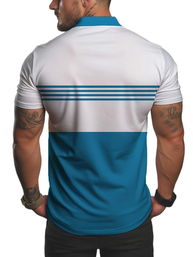 The new men's short-sleeved POLO shirt for summer 2025 is casual fashionable and soft with 3D striped pattern printing