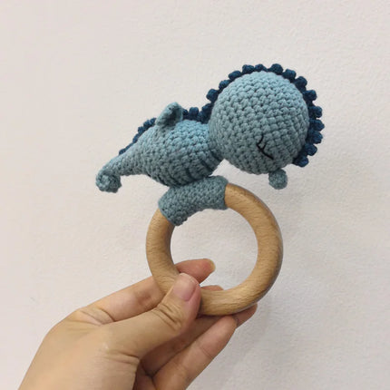 1Pc Baby Rattle Wooden Teether Music Ring Crochet Animal Otter Music Rattles Soother Bracelet Toddler Toys Baby Teething Gifts