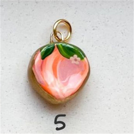 New Cartoon Series Strawberry Charm DIY Oil Drip Painting Colorful Charm Necklace