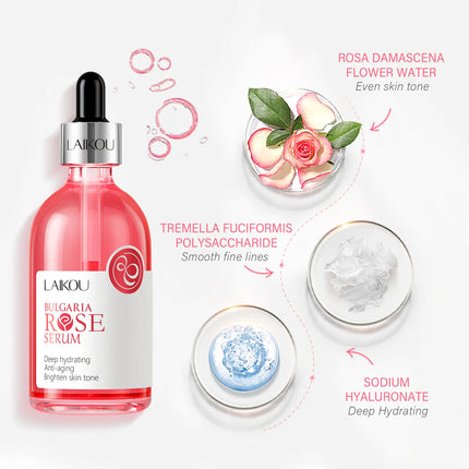 LAIKOU Sakura Face Serum Rose Essence Moisturizing Firming Brightening Smooth Skin Facial Skin Care Products 100ml