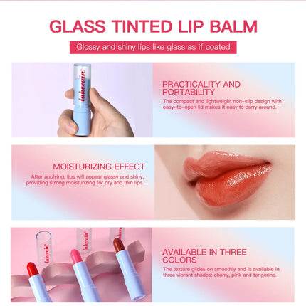 Glass Tinted Lip Balm Light Cherry Red Orange Glow Moisturizing Vegetarian Lip Balm With Bright Clear Color Korea Lip Cosmetics