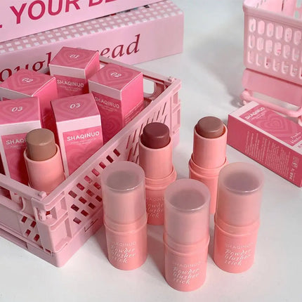 SHAQINUO 3 Colors Korean Rendering Complexion White High Punche Students Smooth Blush Stick Naturally Saturated Girl Color