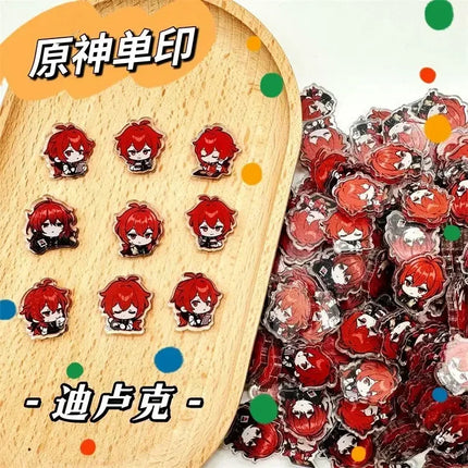 Game Impact Focalors Forina 20Pcs 2cm Patch Keychain Hair Tie Refrigerator Sticker Phone Case DIY Accessories Acrylic Sheets