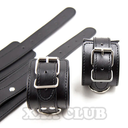 Thierry PU Leather SM Toy Wrist & Ankle Cuffs Bondage Restraints Adult Games Handcuffs Sex Toys for Women Men Slave Roleplay Kit