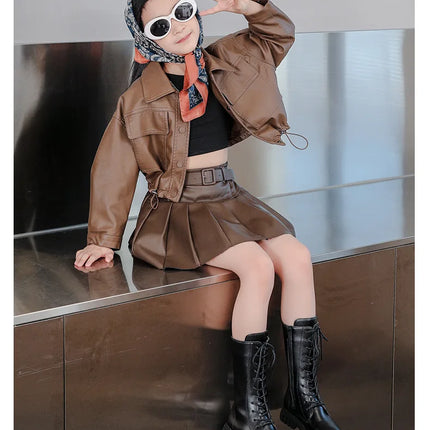 Girls' Boots Autumn Winter British Style Lace Up Long Boots Solid Color Princess Leather Boots Plus Velvet Kids Knight Boot