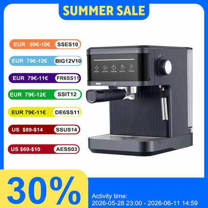 Home Coffee Machine 20Bar Pump Pressure Energy Saving Self-Cleaning Portable Small Coffee Grinder Machine for Home Office
