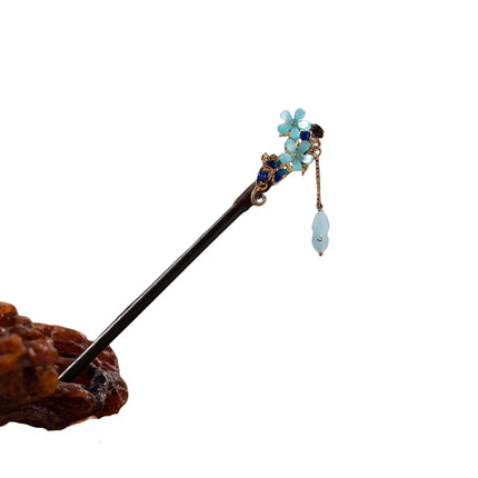 Elegant Chinese Style Wooden Hairpin Imitation Jade Flower Tassel Hair Stick Exquisite Handmade Girls Hair Accessories Hair Clip