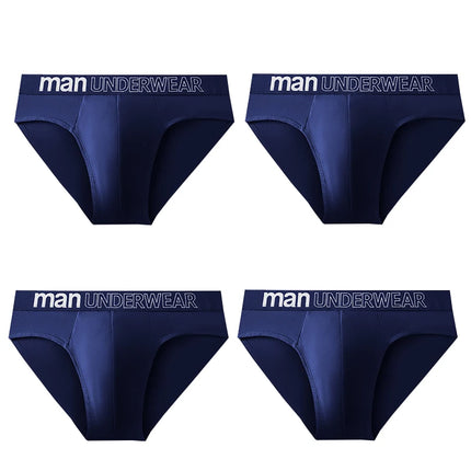 4pcs Men's Sexy Briefs Student Fashion Underwear Men's Panties Breathable Elastic Large Size Male Underpants Letter waist print