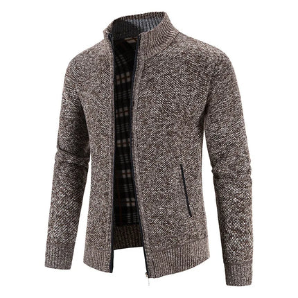 Men's Thickened Woolen Cardigan Coat Zipper Collar Knitted Sweater Autumn Winter New Style Fashion Urban Youth Casual Knitwear