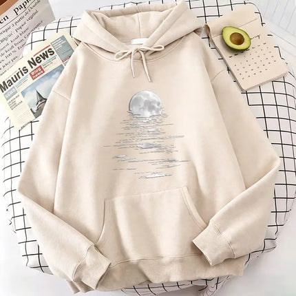 2026 Retro Moon Print Hoodies Spring Autumn Winter Casual Hoodies Sweatshirts Men Women Tops Hoodie Sweatshirt