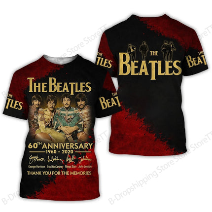 Mens T-shirt New 2026 The Beatles Tour 3D Print Tshirt Men Women Fashion Fans Hip Hop Short Sleeve Tops Tees Men Clothing Kids