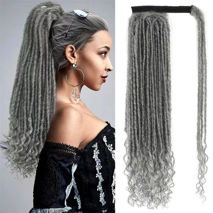 Clip In Dreadlock Ponytail Extensions Faux Locs Twisted Hairpiece for Black WomenGoddess Locs Wrap Around Synthetic Fake Pony Ha