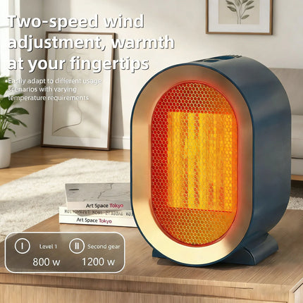 1200W Portable Electric Heater Mini Desktop Fan Heater Smart Warm Air Machine Home Bedroom Office Winter Heater