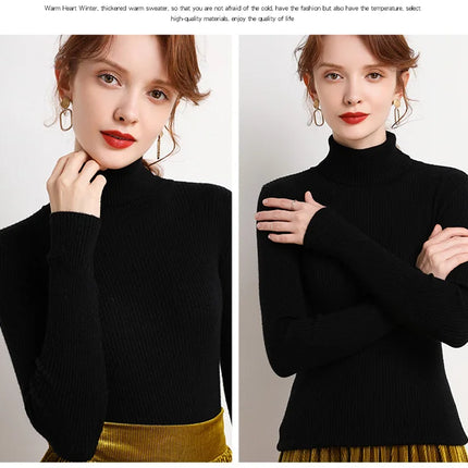 Heliar Women Fall Turtleneck Sweater Knitted Soft Pullovers Cashmere Jumpers Basic Soft Sweaters For Women 2024 Autumn Winter