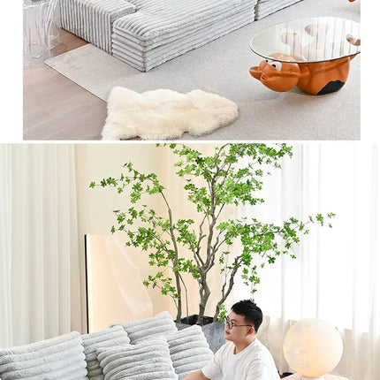 Modern Vacuum Compressed Sofa Plush Corduroy Sectional Sofa Living Room Bedroom Recliner Lazy Combination Sofa Bed Furniture