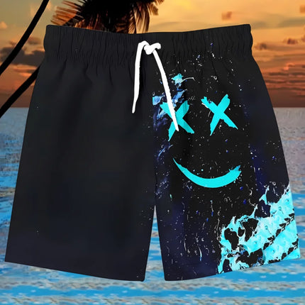 Summer men's T-shirt cartoon printed pattern breathable lightweight polyester men's T-shirt short sleeved shorts set