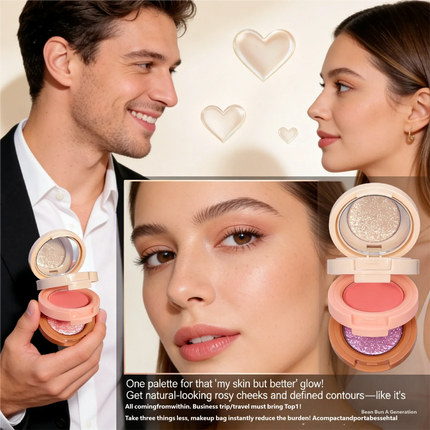Miss Lara 3-Layer Makeup Palette High-Gloss Blush Pearlescent Matte Finish Multifunctional Valentine's Day Gift for Women