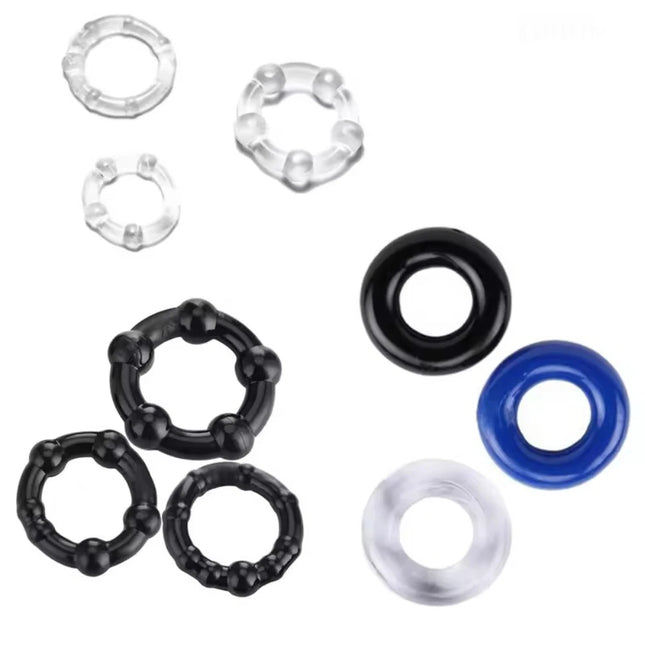 Set of 3PCS Silicone Durable Cock Rings Bead Penis Ring Male Delay Ejaculation Lasting Erection Ring Sex Toys For Men Adults
