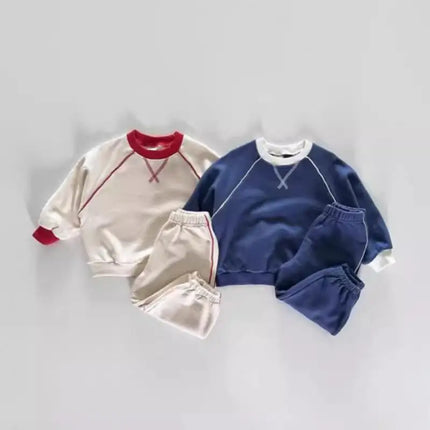 2025 Autumn New Baby Long Sleeve Clothes Set Infant Boys Solid Versatile Sweatshirt Suit Girls Casual Sports Set Kids Outfits