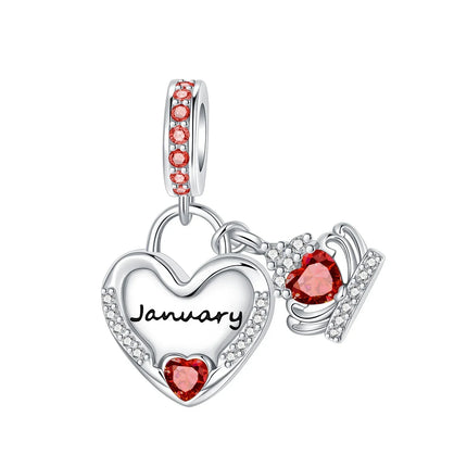 925 Sterling Silver January-December Birthday Stone Love Zircon Pendant Bead Fit Charms Necklace Bracelet Women Jewelry DIY Gift