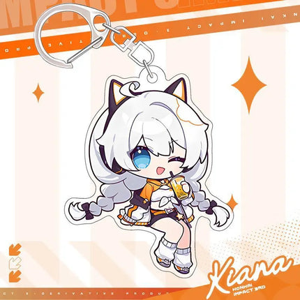 Game Honkai Impact 3 Alloy Brooch Badge Keychain Stand Cartoon Elysia Kiana Keyring Pendant Clothing Bag Decoration Gift Kid Toy