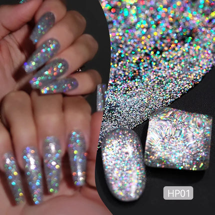 LILYCUTE 7ml Holographics Nail Polish Colorful Shining Effect Air Dry Glitter Nail Art Varnish No Need Lamp Nail Care Polish
