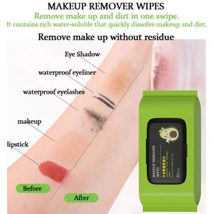 12/80 PCS Avocado Scented Makeup Removing Wipes - Deep Cleansing, Travel-Friendly, Single-Use