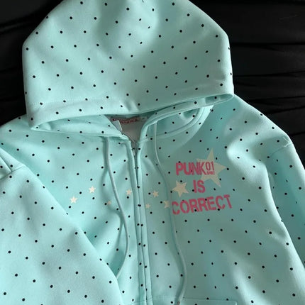 American Style Polka Dot Star Sweatshirts New Spring Fashion Letter Print Hooded Women Y2k Sweet Loose Casual Jacket 2026 New