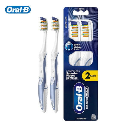 Oral-B Pulsar 3D White Electric Toothbrush 2Pcs/Pack Vibrating Bristles Built-in Power for Deep Clean (Colors Random)
