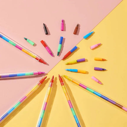 10Pcs Stackable Crayon Set 11 Colors Pencils Colorful Party Favors DIY Mini Rainbow Crayons Pens School Office Supplies