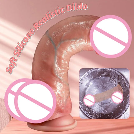 Adult Sex Toys Double Layer Silicone Big Dildo Anal Butt Plug Realistic Skin Sliding Foreskin Masturbator Big Sex Toy for Women