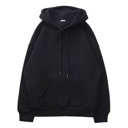 Retro Japanese Style Heavyweight Solid Color Hoodie Unisex Autumn Winter Casual Loose Warm Couple Inner Wear Top Coat