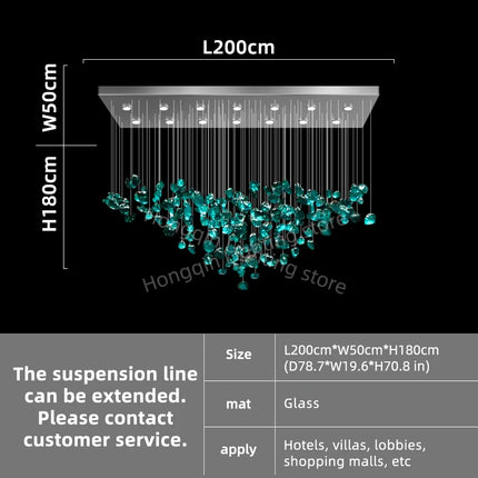 Luxury Hotel Lobby Chandelier Customized Long Led Pendant Light Villa Hall Hanging Lamp Modern Glass Hanging Lights Lustre