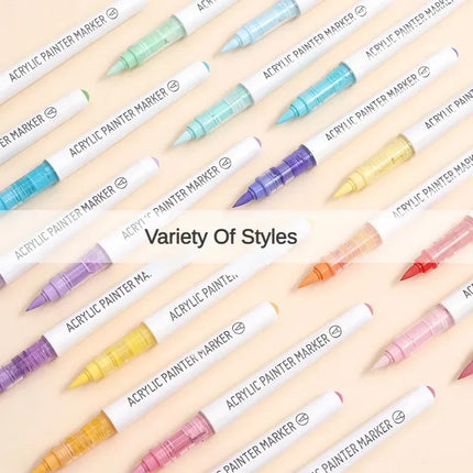 LANGUO 171/9 Colors Direct Liquid Acrylic Paint Pens Brush Marker for Rock Painting Stone Canvas DIY Art Supplies Stationery