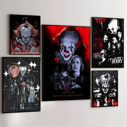 Movie I-It P-Pennywise Poster High Quality Print Waterproof Wall Art Sticker For Bar Living Room Decor Gift