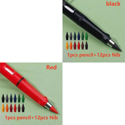 1/2set Kawaii 12 Colors Eternal Pencil No Ink Unlimited Pencils School Kids Art Painting Color Sketch Writing Stationery