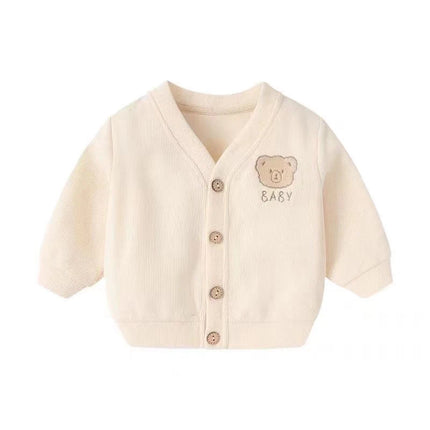 Autumn Winter Baby Knitted Cardigan Sweater Cartoon Bear Long Sleeved Tops Kids Clothes Children Jacket Toddler Warm Coat 3-24M